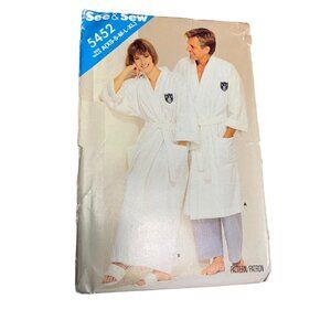 See & Sew 5452 Unisex Robe Pattern For Sizes S-XL uncut 1985